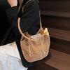Yogodlns Summer Beach Woven Tote Bag For Women Hollow-out Lightweight Large Capacity Shopper Shoulder Bag with Inner
