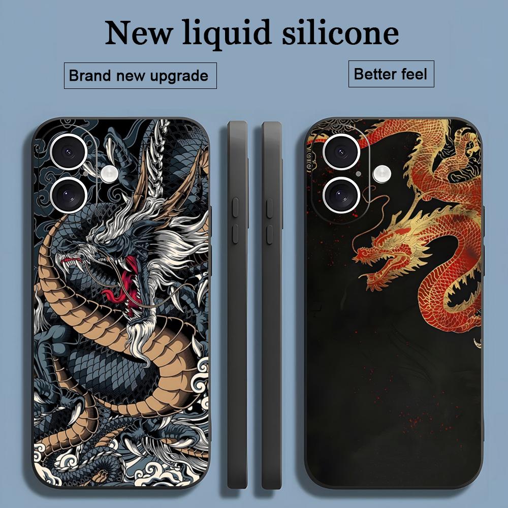 Japanese Dragon Popular Art Phone Case For iPhone 17 16 15 14 13 12 11 X XR XS 8 Plus Mini Pro Max Soft black Shockproof Cover