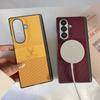 For Samsung Galaxy Z Fold 8 7 6 5 4 Case Magnetic Leather Deer Pattern Hinge Thin Shockproof PC Wireless Charge Cover For ZFold7