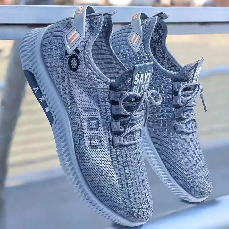 Spring new men's shoes fly-woven breathable sports casual shoes soft-soled non-slip running shoes thin