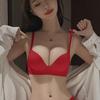 Traceless underwear women's no steel ring gather one piece fixed cup soft support anti-sagging girls small chest gather bra