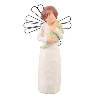 Prayer Mourning Pet Souvenir Resin Crafts Collection Model Hand Painted Pet Angel Statue Home