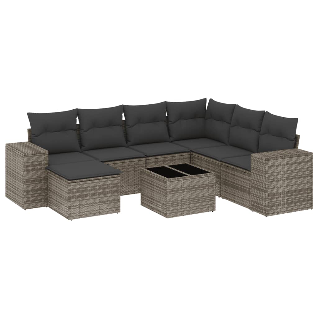 Vidaxl 8-Cz. Set di Mobili da Giardino con Cuscini, Grigio, Polyrattan