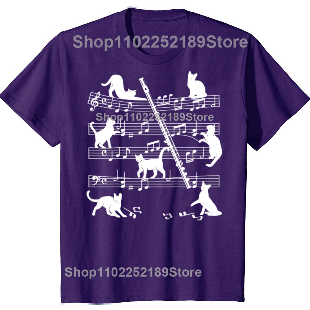 

Flautist Flutist Cats Flute Player T Shirts Graphic Cotton Streetwear Short Sleeve Birthday Gifts Summer T-shirt Mens Clothing 4XL