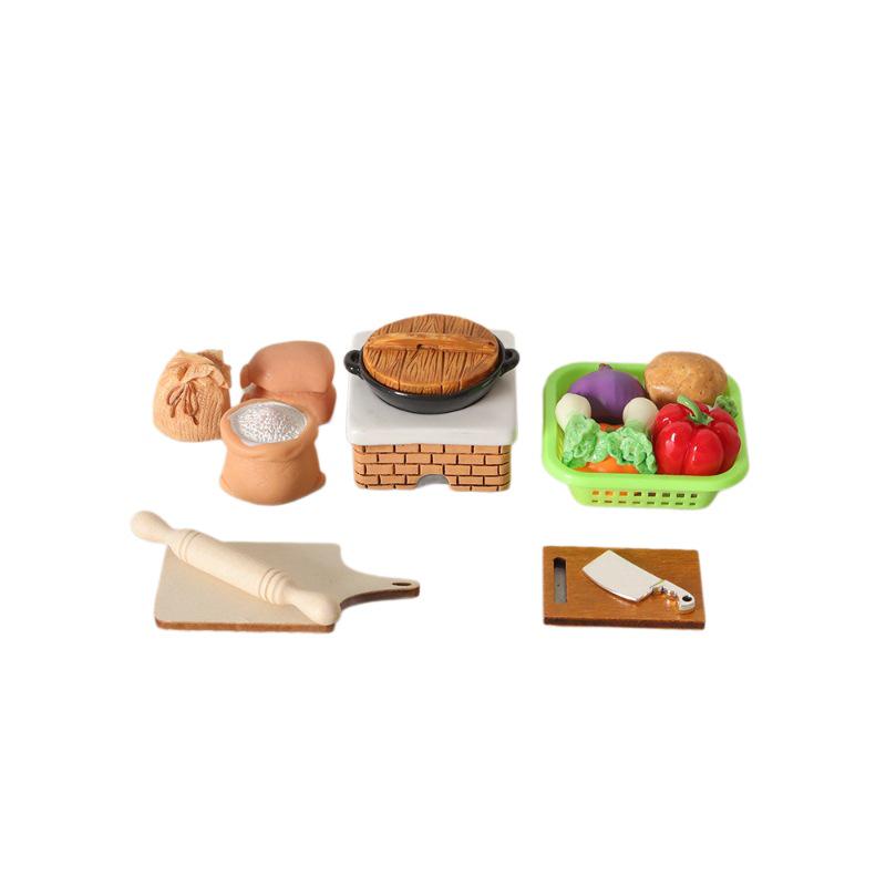 Dollhouse Mini Kitchenware Set: Miniature Food, Play Stove, Vegetables, Utensils, DIY Ornaments