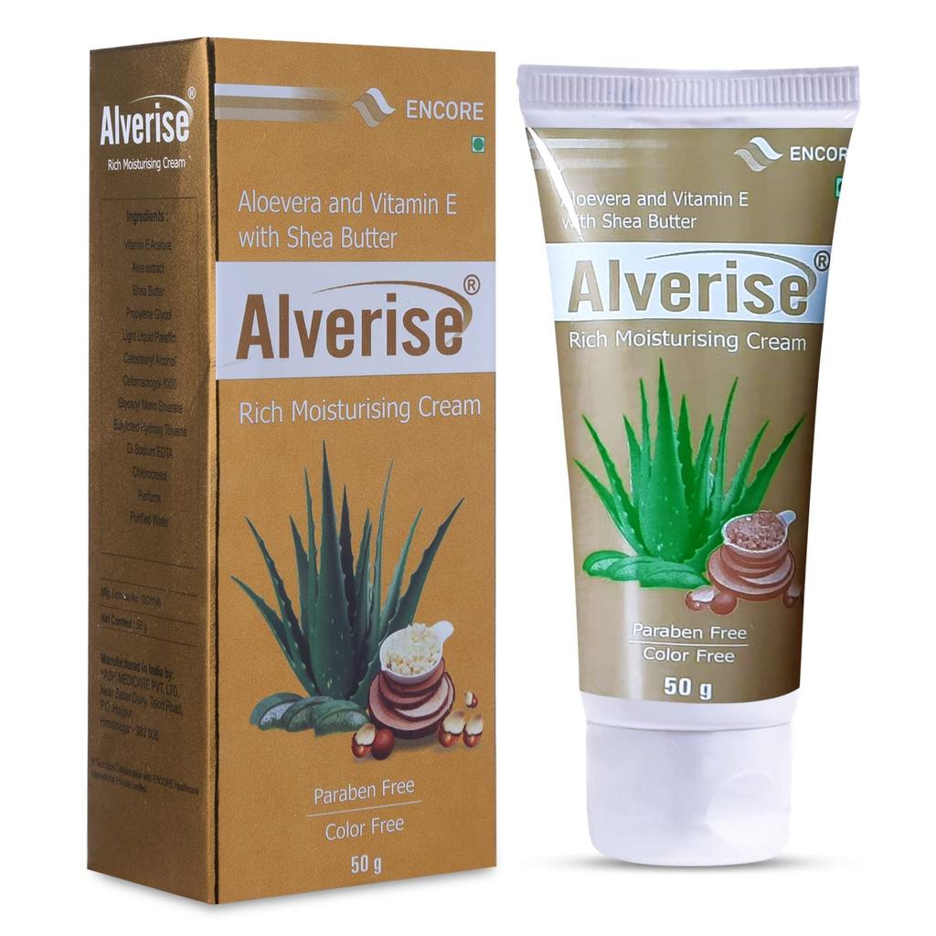 Alverise Cream Moisturizer For Face & Body | Aloe Vera, Vitamin E, A & Shea Butter | For Sensitive Skin, Dry Skin | Paraben-Free, Color-Free | Non-