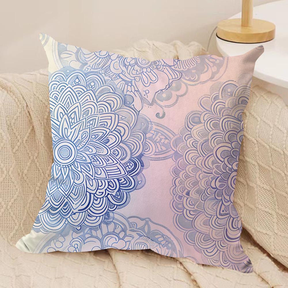 

Colorful Floral Mandala Pattern Cushion Cover Silky Short Plush Sofa Pillow Cover Hidden Zipper Soft Dustproof Case Home Decor 30cmx30cm