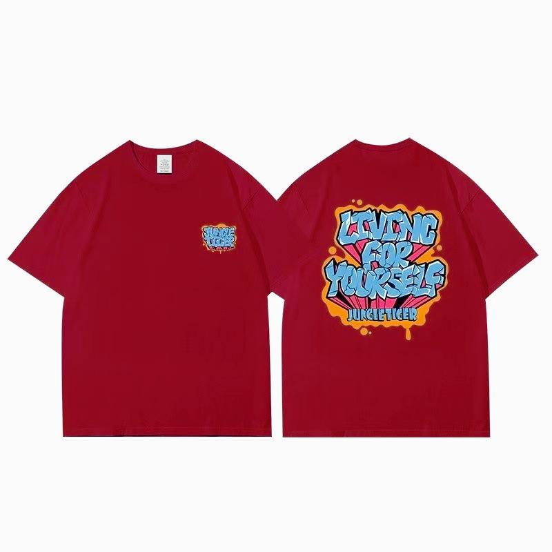 2025 Sommer und Herbst trendiges Hip-Hop-Print-T-Shirt locker und lässig kurzärmelig Herren und Damen Sportoberteil