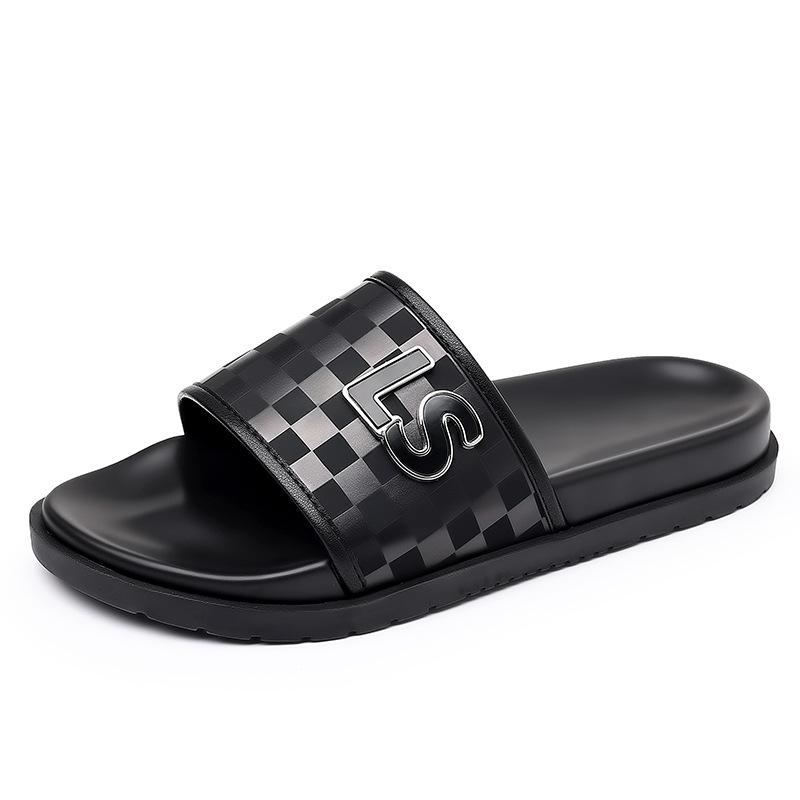 Fashion Summer Fashion Casual Flip Flops for Men New Designer Black Cow Leather Slippers Male High Quality Korean Outwear Slides Men