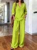 Women S Long Sleeve Solid Color Loose Casual Two Piece Set