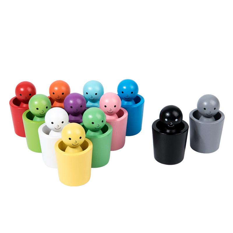 Wooden Color Classification Cups For Kids Early Education Learning Toy Gift