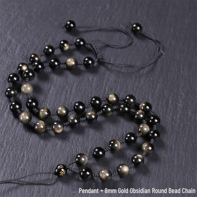Nezha Gold Obsidian Pendant: Mighty Third Prince & Great General