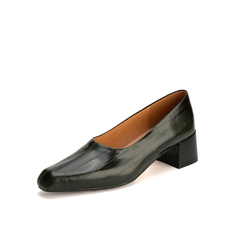 

Женские туфли-лодочки Элегантные туфли Мэри Джейн с острым носком Модные элегантные весенние туфли из натуральной кожи из коровьей кожи на низком каблуке для женщин 39 темно-зеленого