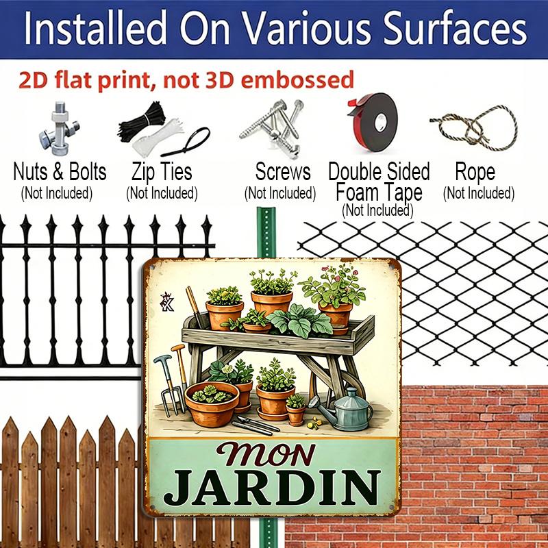 2D Flat - 1pc, Vintage Metal Sign, Decorative Plaque and Ornament, French Garden Theme, Cozy Pastoral Style, Suitable for Kitchen, Porch, Courtyard