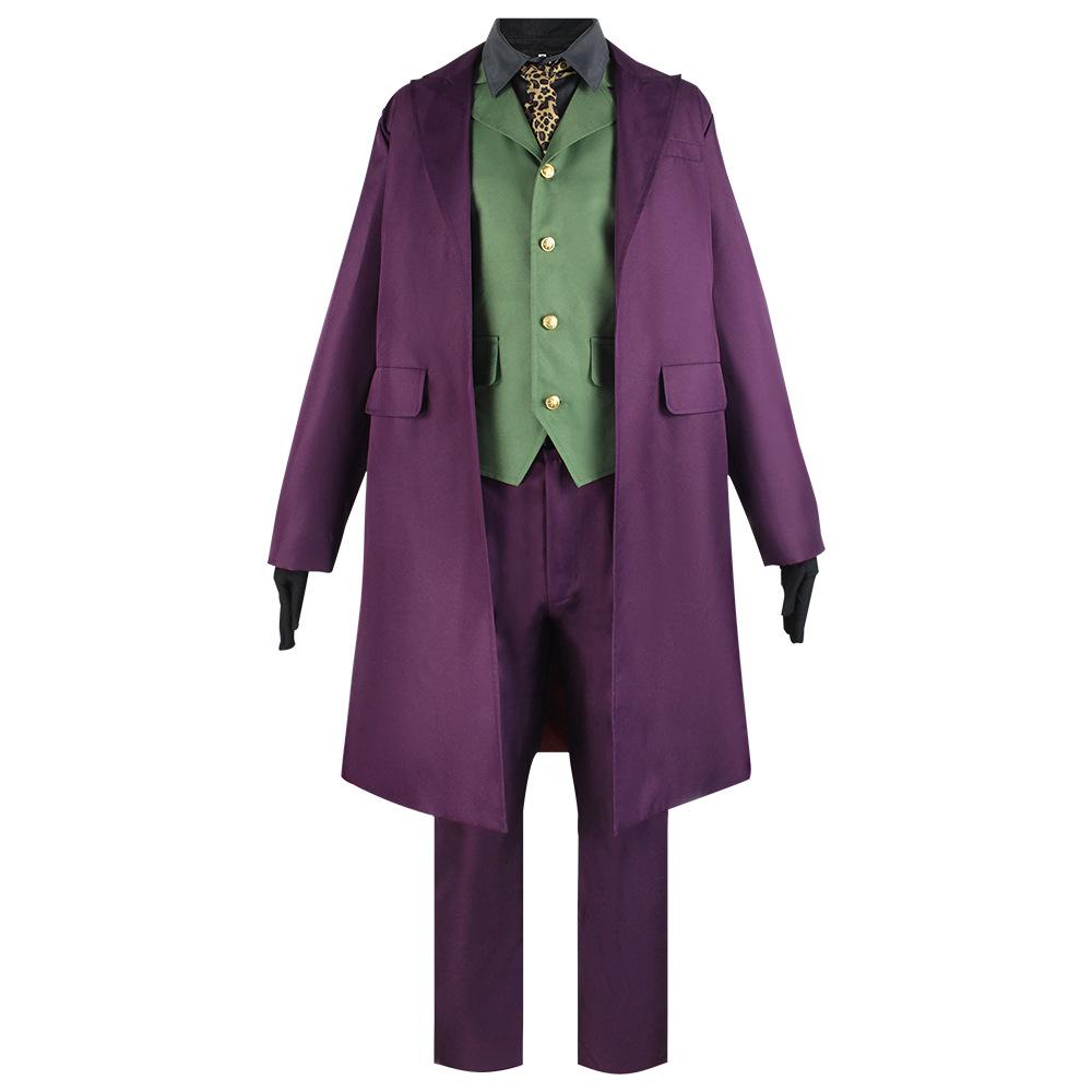 Dark Knight Purple Clown Cosplay Costume, Heath Ledger Style Villain Suit for Halloween Performance