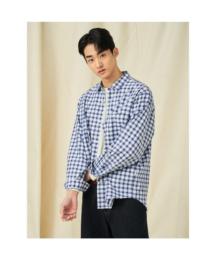 Binpolmen Melange Check Shirt Navy (Bc5164C31R)