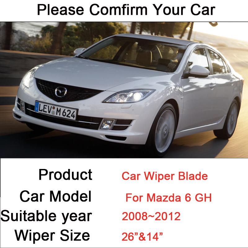 Rubber Wiper Blades For Mazda 6 GH 2008 2009 2010 2011 2012 Front Windscree Windshield Wipers Car Accessories Styling Stickers