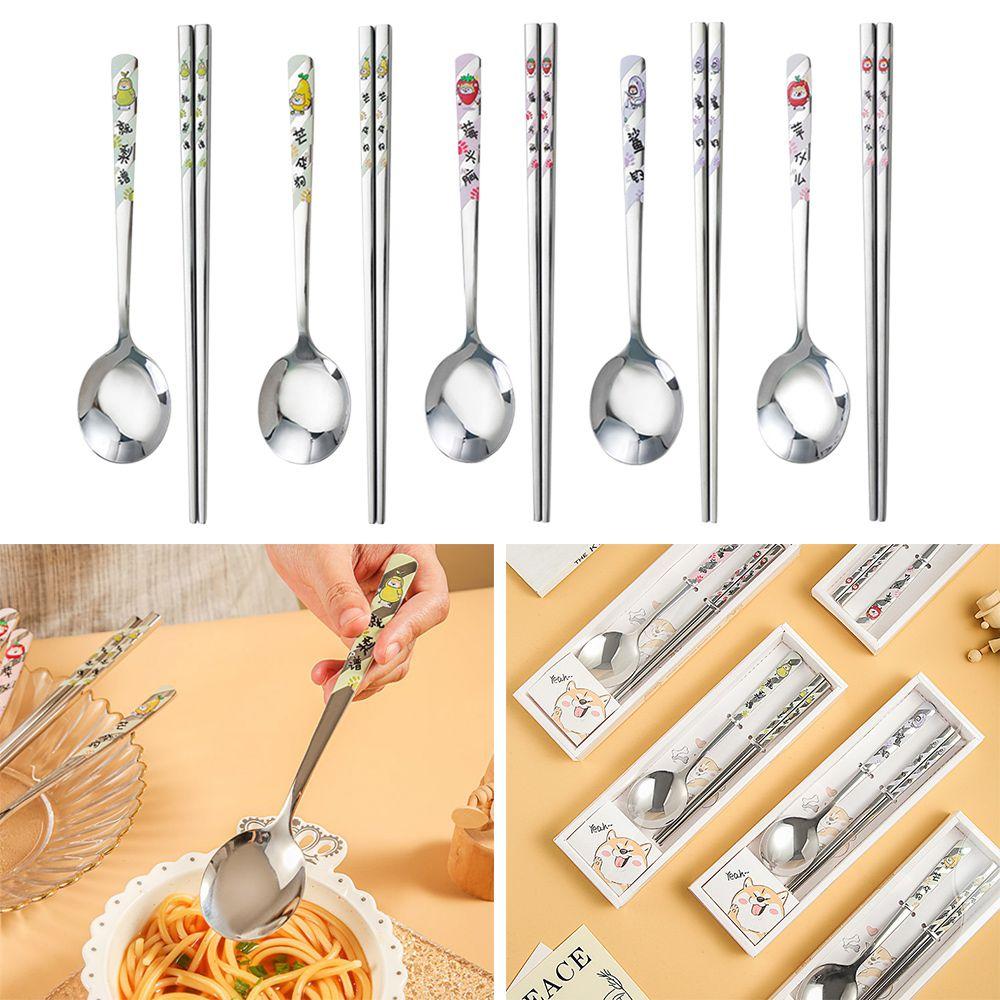 Buy Nonslip Long Handle Dessert Spoons Chopsticks Spoon Set Stainless