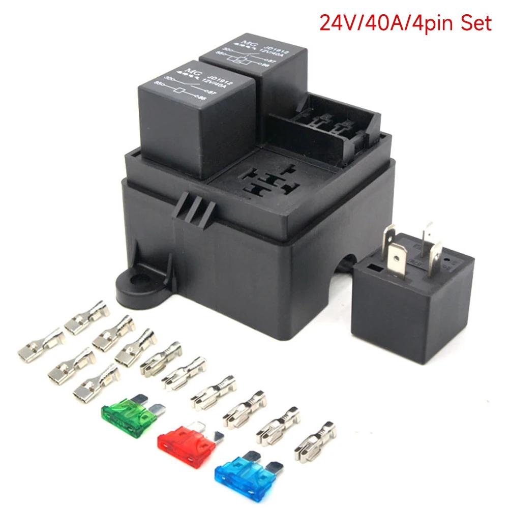12V/24V Marine Sicherungskasten 3-fach 4/5-polig 40/80A Auto Sicherungssatz Vorverdrahtet Doppelter Stromkreisschutz Sicherungsrelaisbox für LKW Wohnmobil Boot