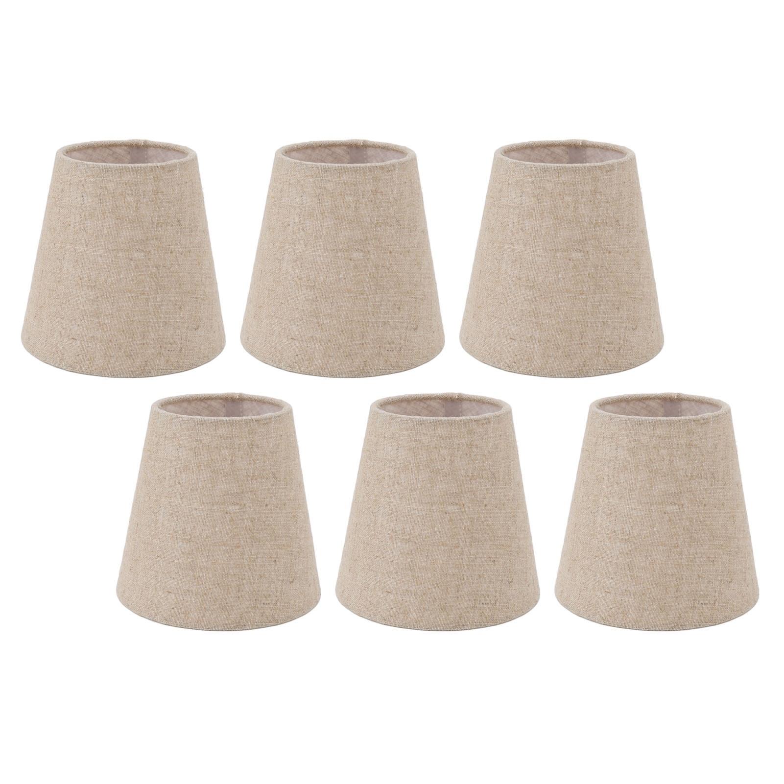 

6Pcs Small Lamp Shade Clip On Drum Linen Fabric Lampshade for Candle Bulbs Lighting Accessories