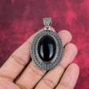 Schwarzer Obsidian Toller Anhänger, 925 Sterling Silber Schmuck, handgefertigter Edelstein, dezenter Schmuck für Frauen