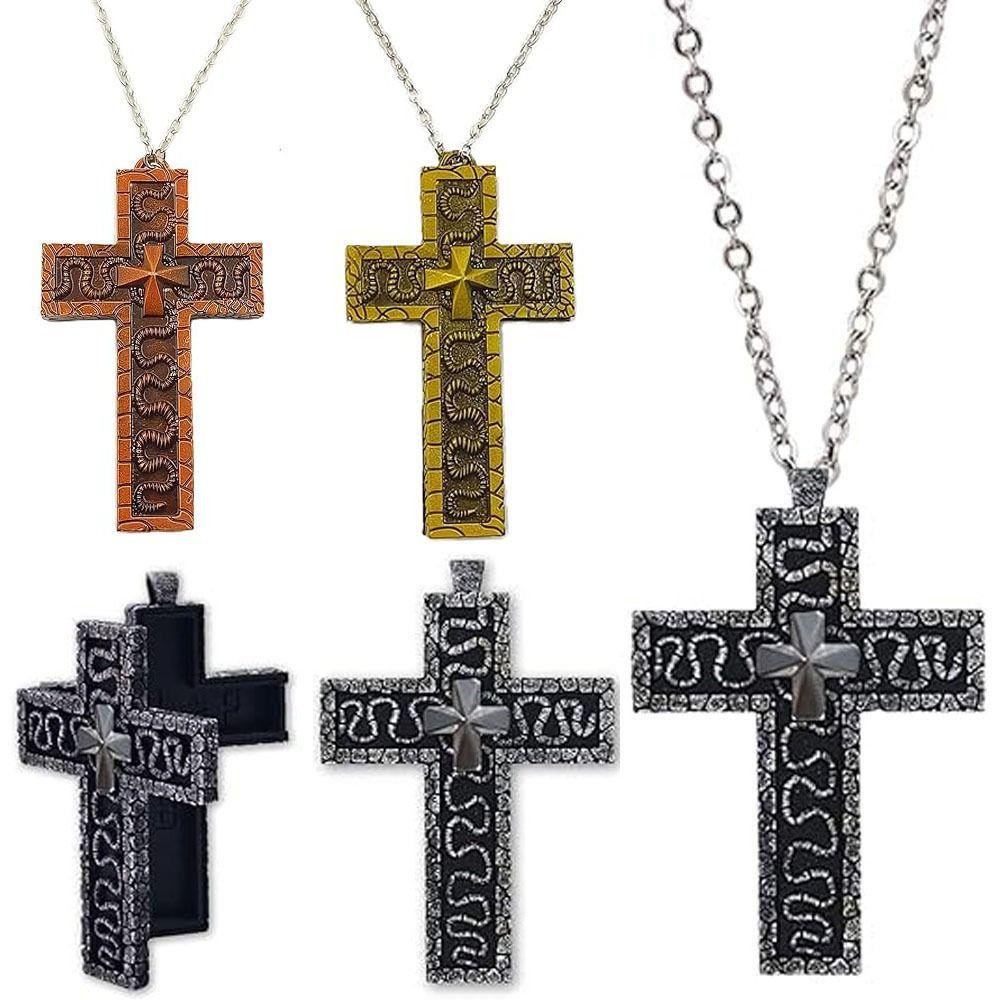 With Secret Compartment Cross Pendant Necklace Openable Charm Jewelry Chain Pendant Necklace