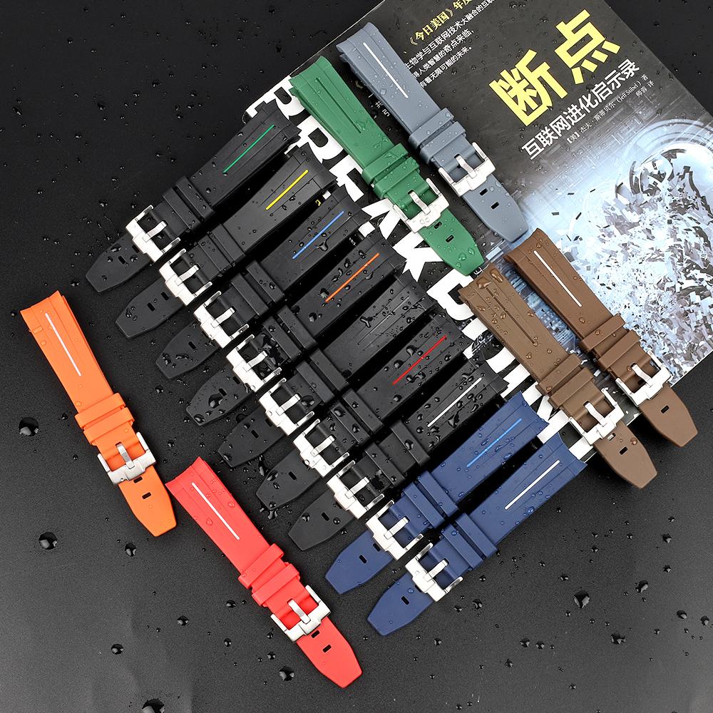 Curved Interface Rubber Watch Strap 20mm Men Women Waterproof Sports Watch Band for Moonswatch Watchband Watch Accessories