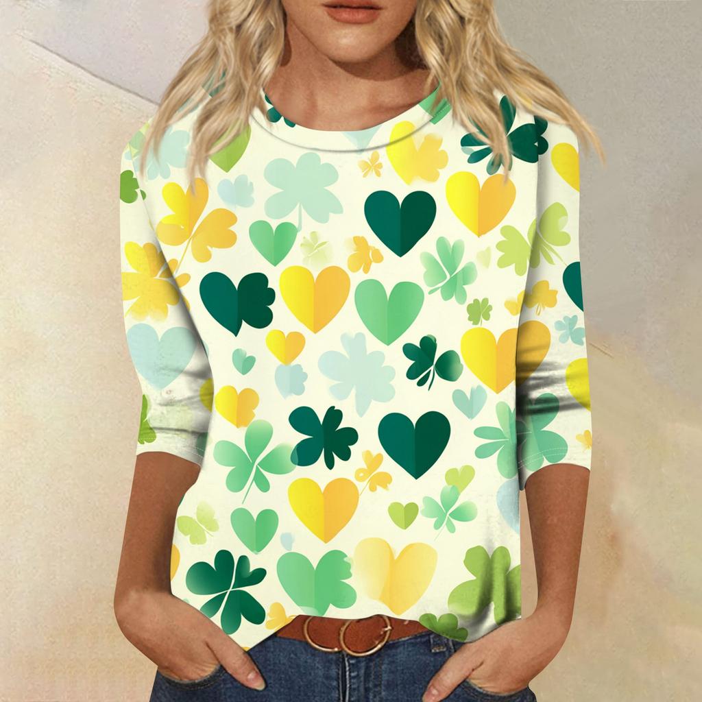 Dámský módní ležérní svetr s kulatým výstřihem a tříčtvrtečním rukávem s potiskem Saint Pao