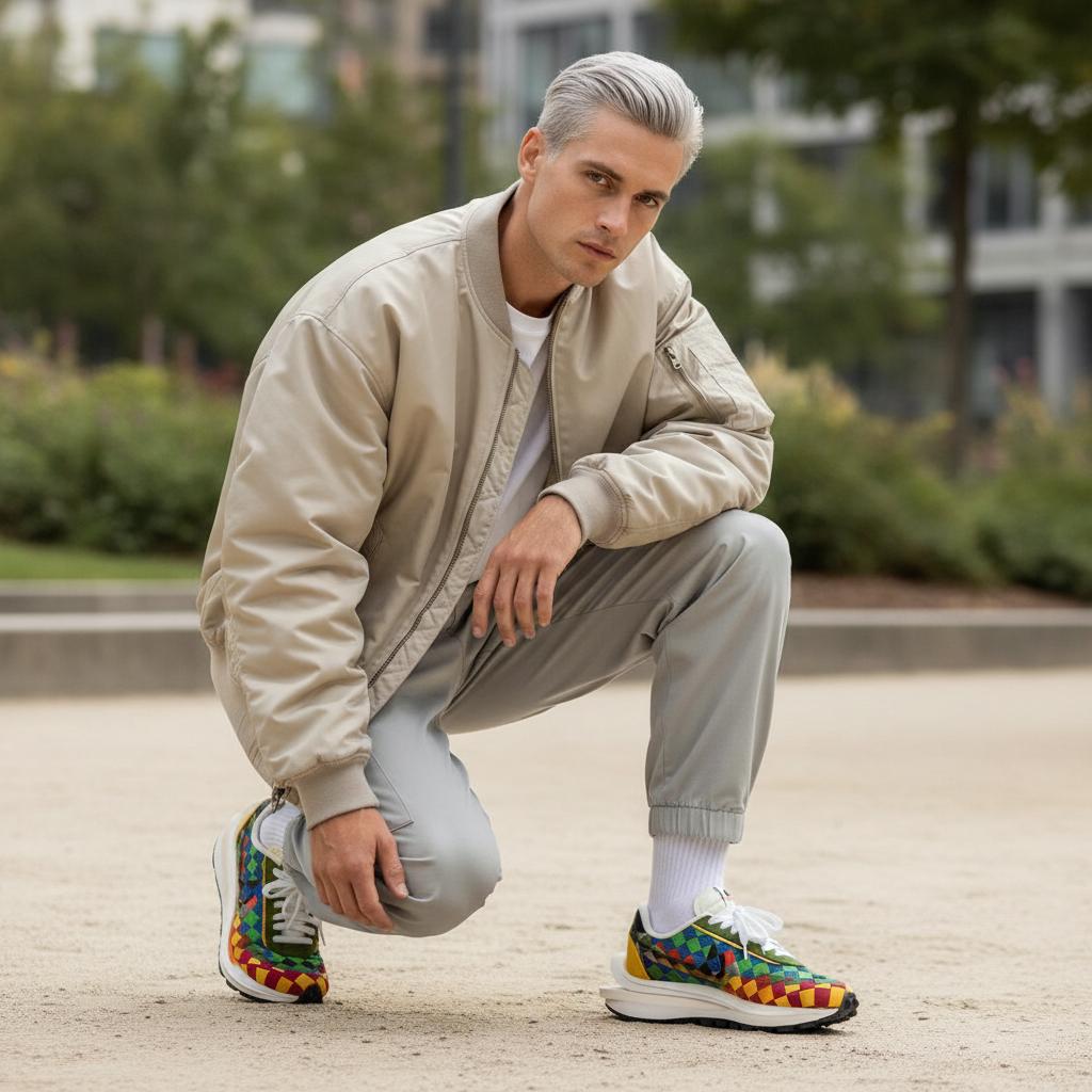 Jean Paul Gaultier x sacai x Nike VaporWaffle Woven Multi-Color Unisex Sneakers Green-Gusto Safety-Orange Sail DR5209-300