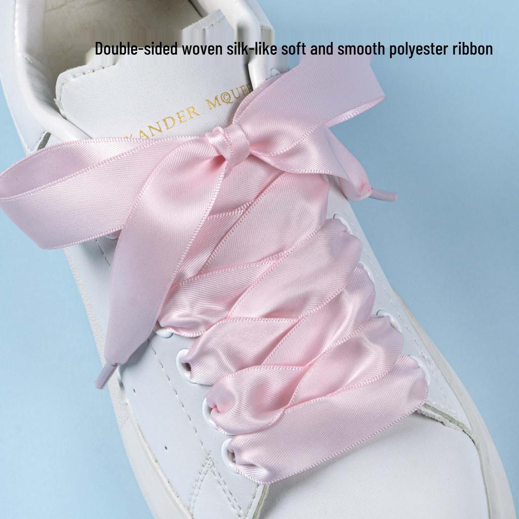 Candy Color Double-Sided 2cm Silk Shoelaces for Casual Shoes & Air Force 1