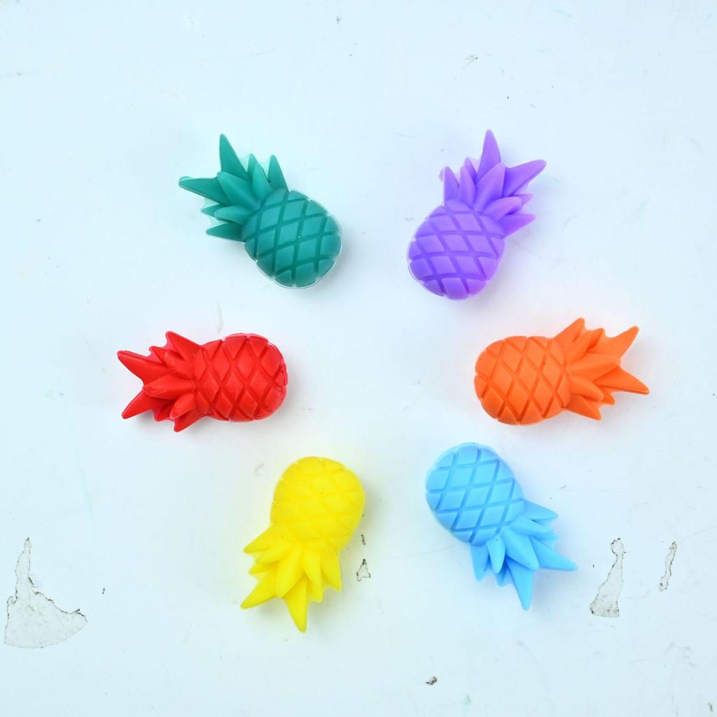 Silicone Pineapple Wine Glass Markers, Set of Six