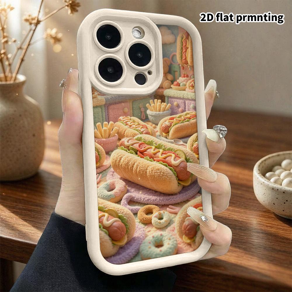 Phone case: 2D flat, suitable for iPhone 18 17 16 15 14 13 12 Pro, hot dog kitchen, perfect Christmas and Halloween holiday gift