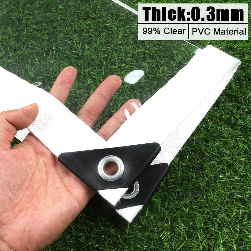 0.3&0.5mm PVC Clear Tarpaulin Thickened Pergola Insulation Film High Transparent Rainproof Cloth Terrace Screen Gazebo Raincover
