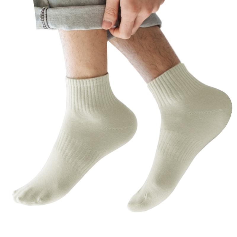 Mens Athletic Basic Solid Color Cotton Crew Socks Moisture Wicking Running Elastic Cuff Short Tube Ankle Socks for Men