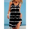 Summer New 3D Printed Pattern Wide Edge Suspender Stripe Sleeveless Dress Loose Casual Women's Clothing