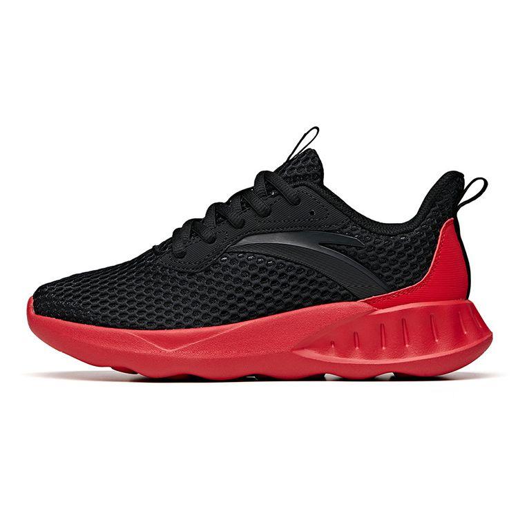 Anta Kids Mesh Non-Slip Shock Absorbing Wear-Resistant Breathable Low-Top Running Shoes Kids sneaker Black Red A31025522A-4