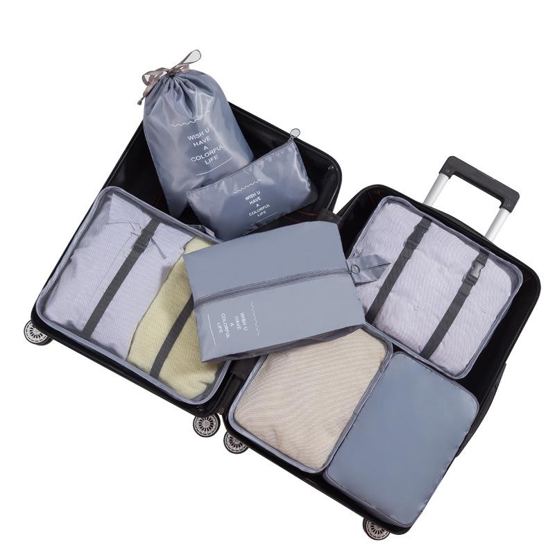 7 Pcs/Set Travel Organizer Storage Bags Suitcase Packing Cubes Set Cases Portable Luggage Clothes Shoe Tidy Pouch Folding