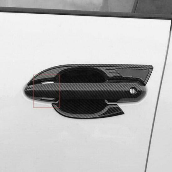 Carbon Fiber ABS Car Door Handle Cover + Surrounds Kit For Toyot@ RAV4 -