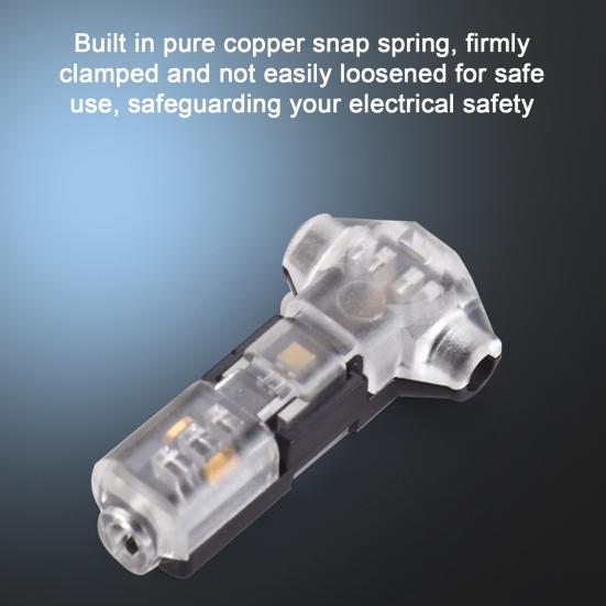 10/20/30/40/50Pcs T Tap Wire Splice Connectors 3 Way 1 Pin Solderless Low Voltage Cable Connectors No Stripping 18-22 AWG Wires Quick Connector