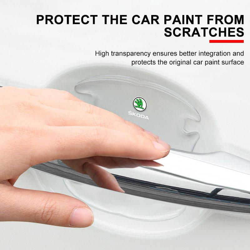 Car Body Anti-Collision Protection Strip Auto Door Handle Bowl Anti-Scratch Sticker for Skoda Octavia Fabia A7 Kamiq Kapoq Kodiaq Rapid SCALA Superb