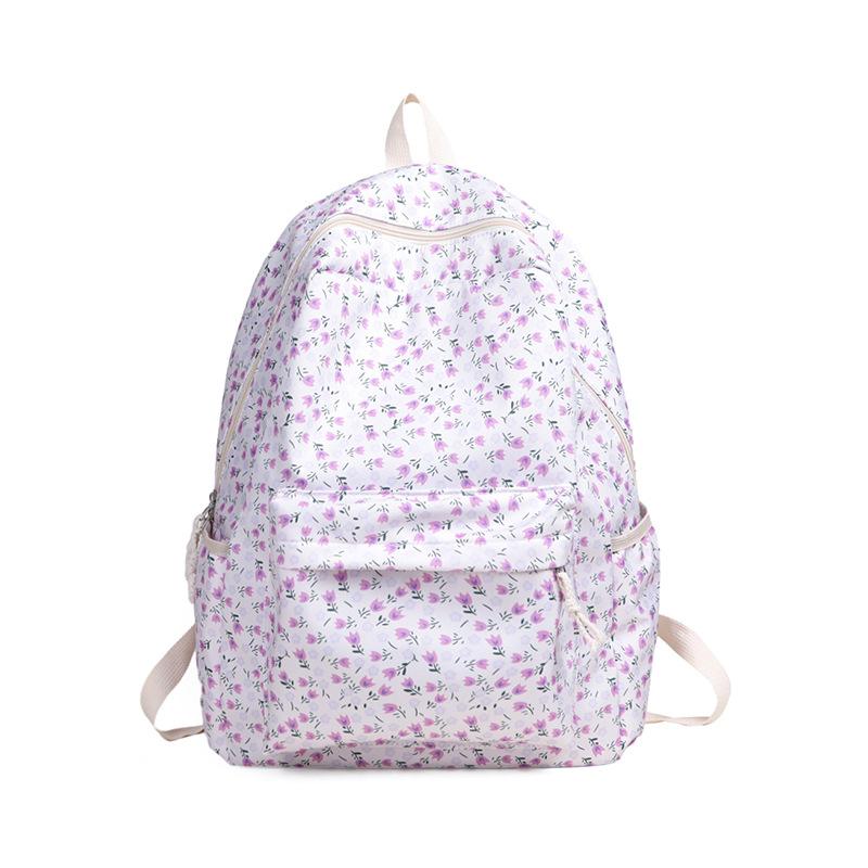 Schoolbag Female Ins Wind Korean Girl Small Fresh Art Student Backpack Tulip Floral College Wind Backpack