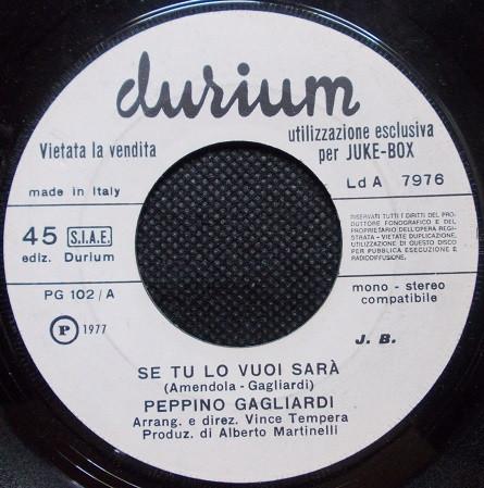 

7inch Record PEPPINO GAGLIARDI SOUL IBERICA BA Se Tu Lo Vuoi Sara Baby Sitter LDA7976 DURIUM 1977 Italy SoulFunk Used