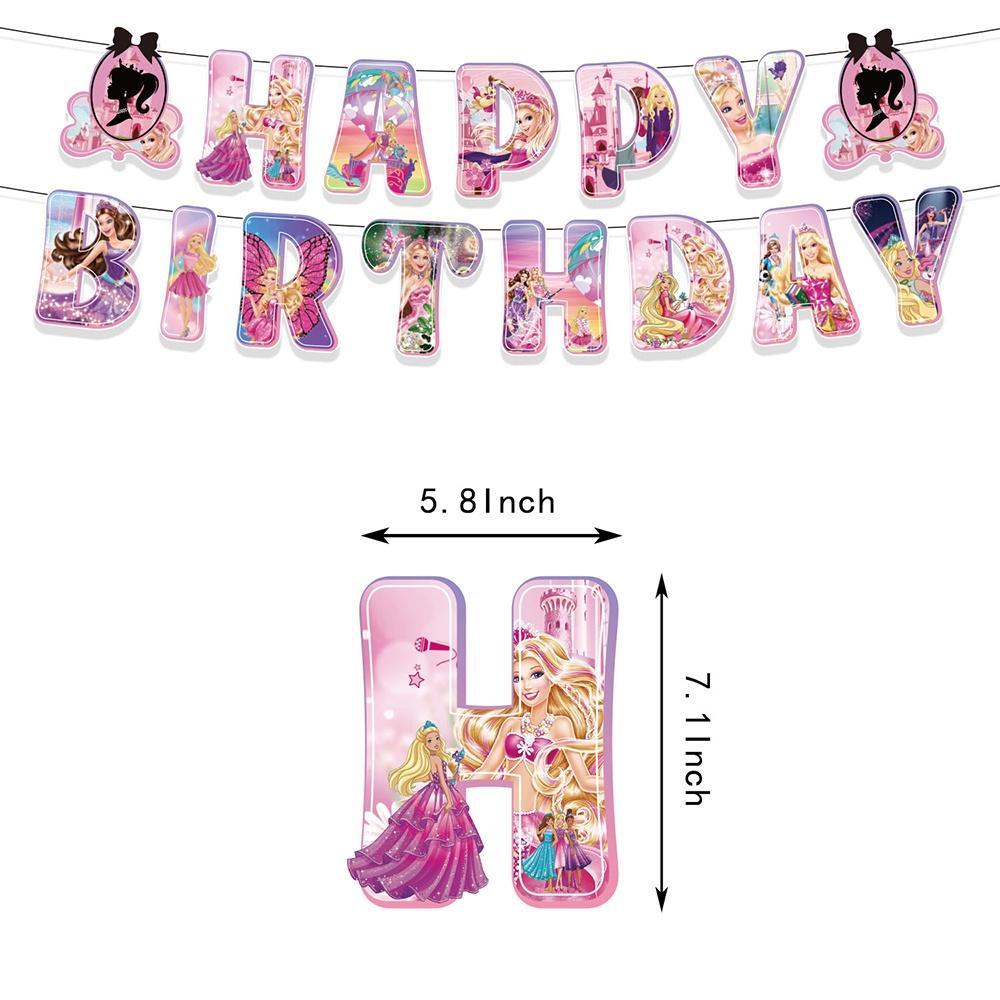 Barbie Birthday Party Balloon Set With Banner 4 Pieces Includes Banner 18pcs Balloons 12pcs Small Inserts 1 Large Insert