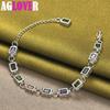 925 Sterling Silver Square inläggningar med flerfärgade AAA Zircon Armband Smycken