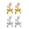 Exquisite Bowknot Pearl Earrings for Women Korean Trendy Imitation Pearls Ear Studs Back Hang Drop Earrings Fashion Gift