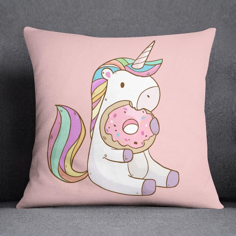 Cartoon Pink Unicorn Collection Pillow Gift Home Office Decor Pillow Bedroom Sofa Car Cushion Cover Pillowcase