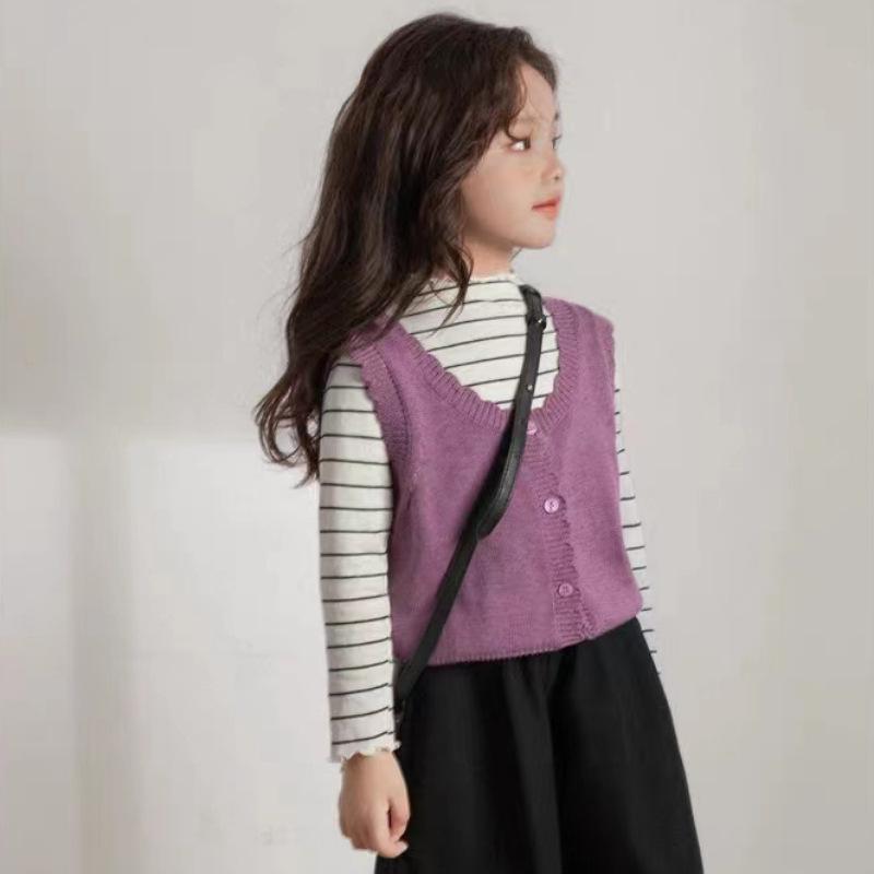 Korean Style Chic Cardigan: Casual Round Neck Vest for Girls & Parent-Child Wear