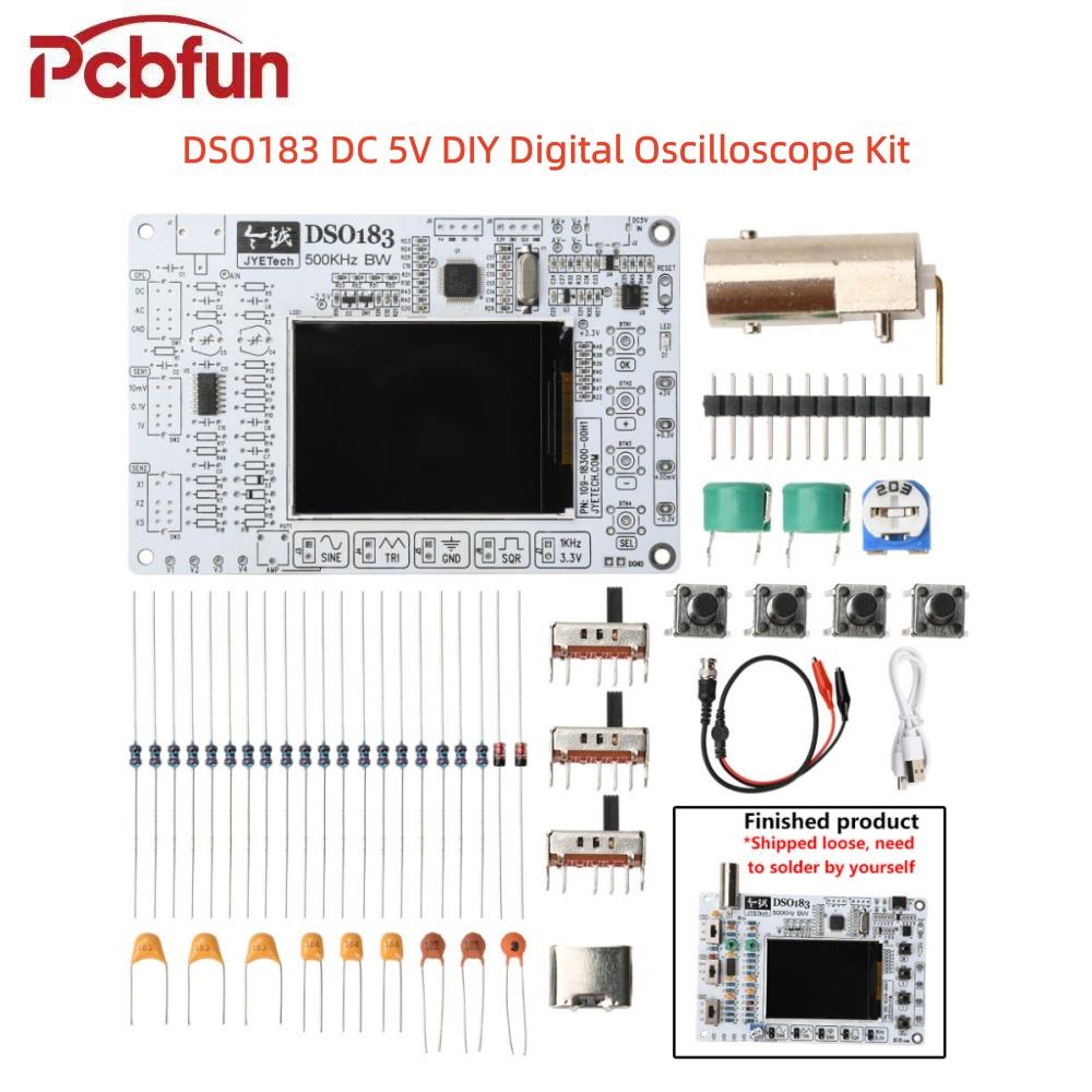 DSO183 DC 5V DIY Digital Oscilloscope Kit 0-500kHz Oscilloscope Electronic Soldering Kit Type-C Interface Suitable for Teaching