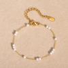 Pearl With Zirconia Beaded Bracelets for Women, Link Chain Bracelet,18k Gold Plated Stack Adjustable Jewelry