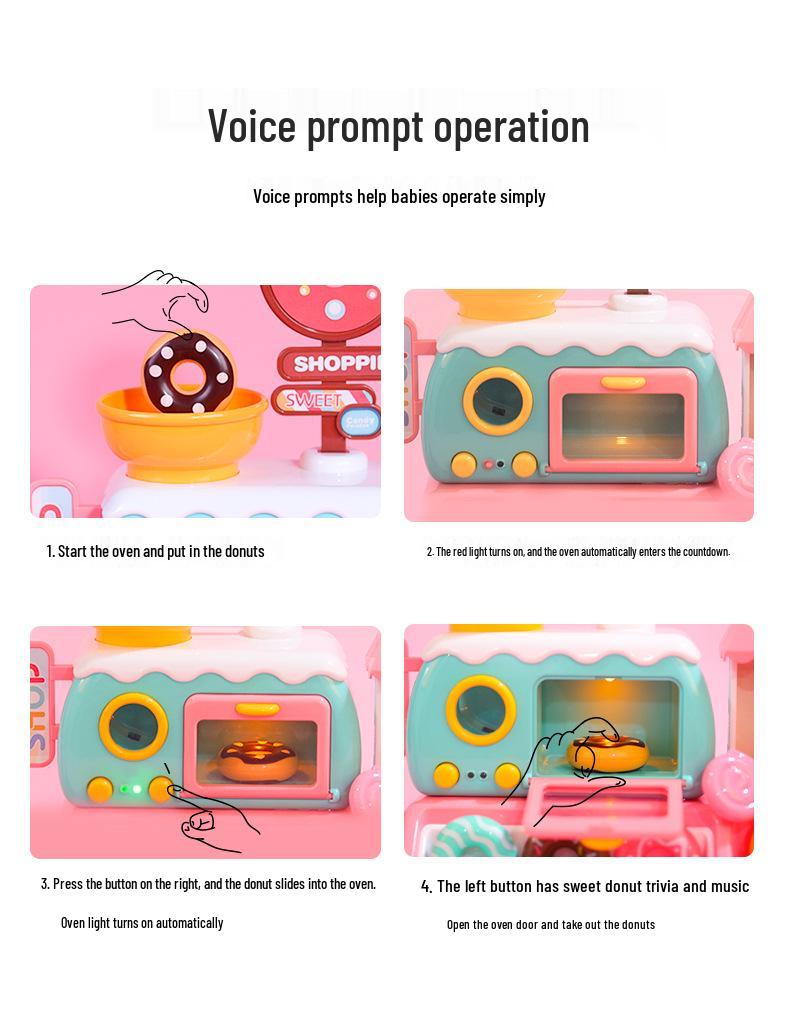Cross-border Kids' Donut Kitchen Playset with Lights & Music